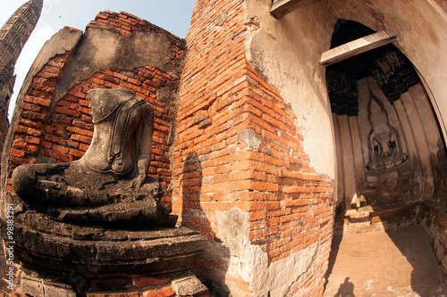 Ancient Buddha in Wat Chaiwatthanaram,Ayutthaya Historical Park.