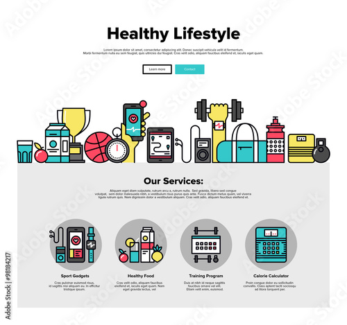 Healthy lifestyle flat line web graphics