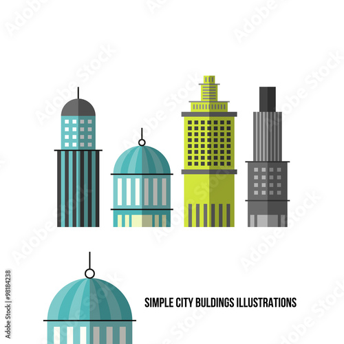 Illustrations set - Simple flat City Buldings icons