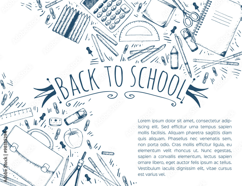 Obraz premium Hand drawn school symbols