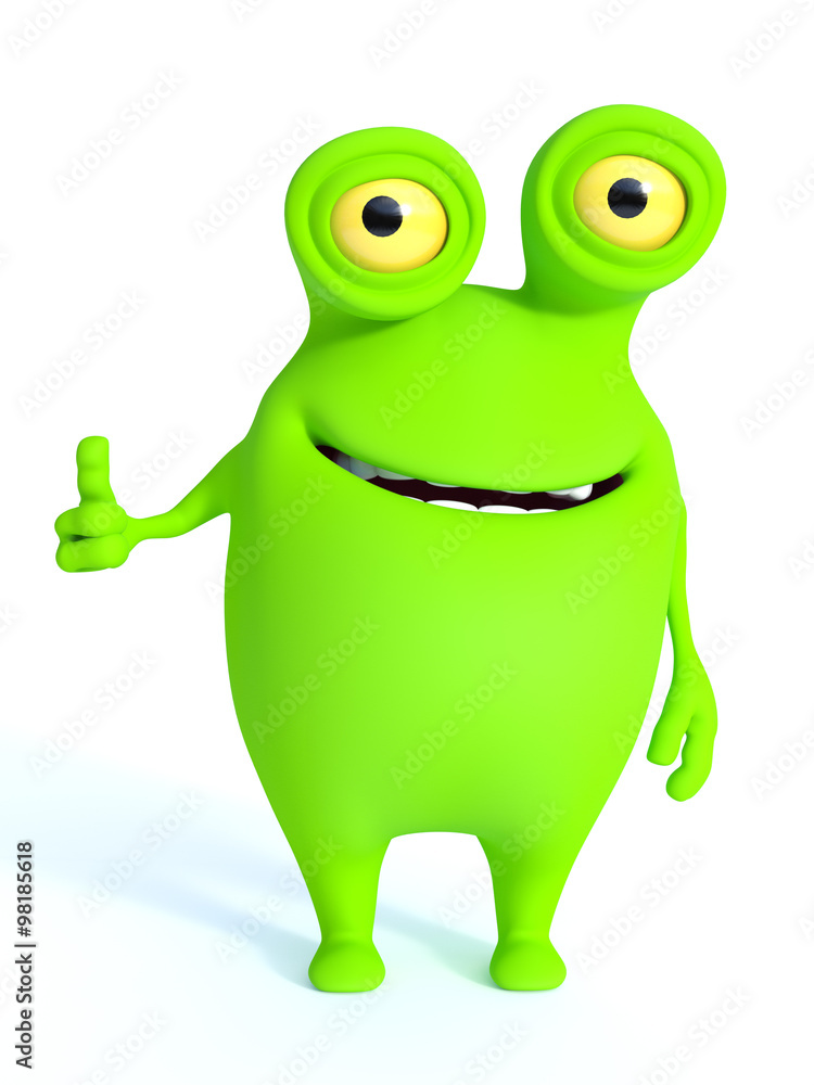 Cute green monster doing a thumbs up. Cute green monster doing a thumbs up.