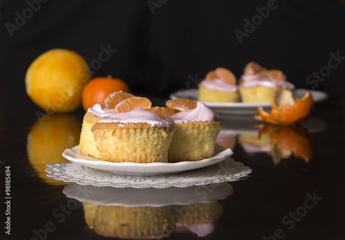 tangerine cake with cherry cream 