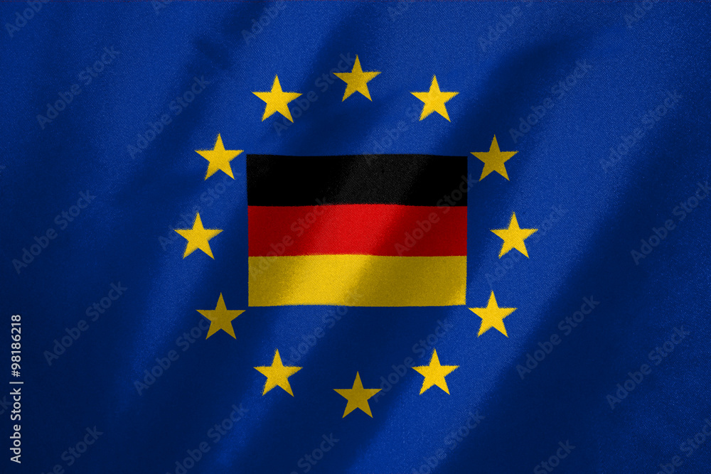 germany flag in EU flag on fabric
