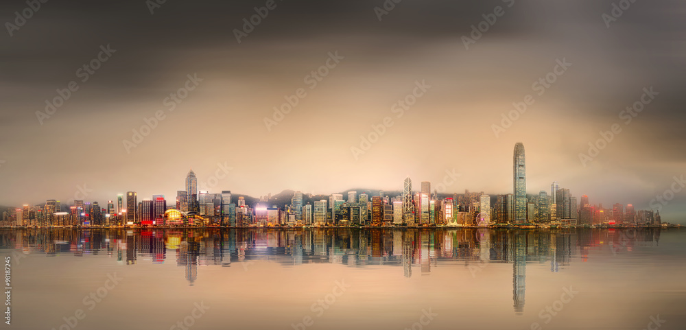 Fototapeta premium Panorama of Hong Kong and Financial district