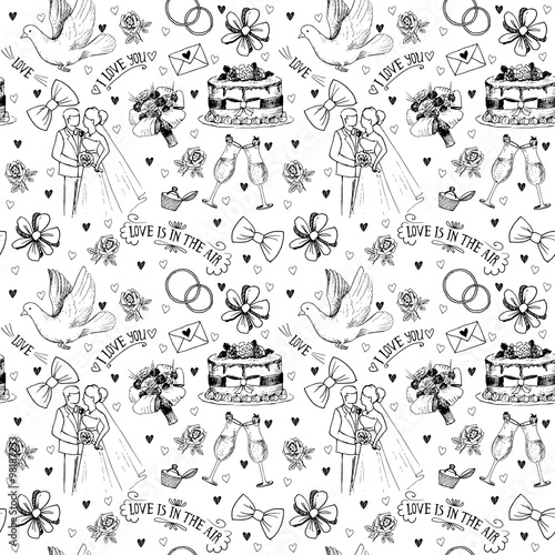 Hand drawn love symbols