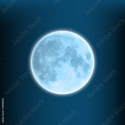 glowing blue moon on a dark blue background