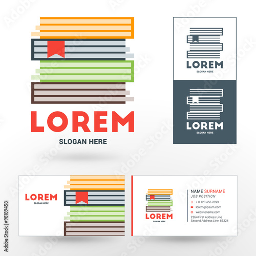 Vector Logo Template. Stack of Books. Logo for Bookshop or Library