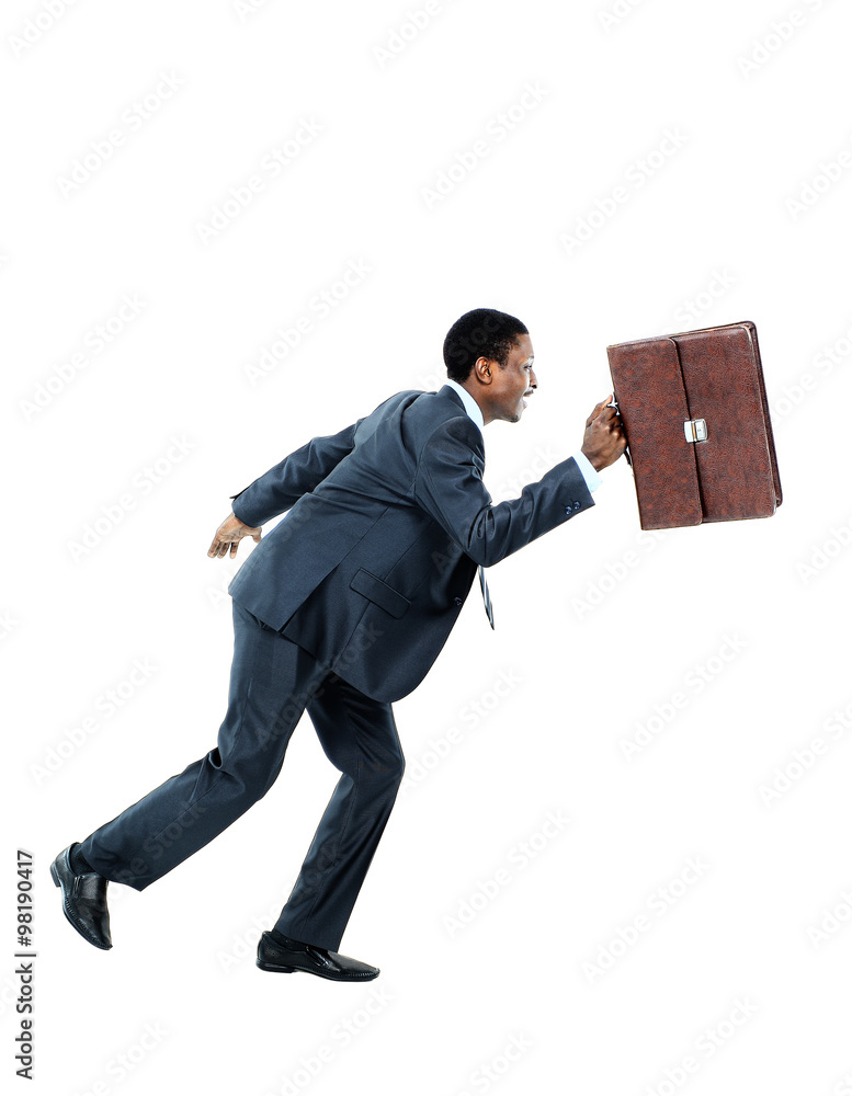 african american business man running african american business man running