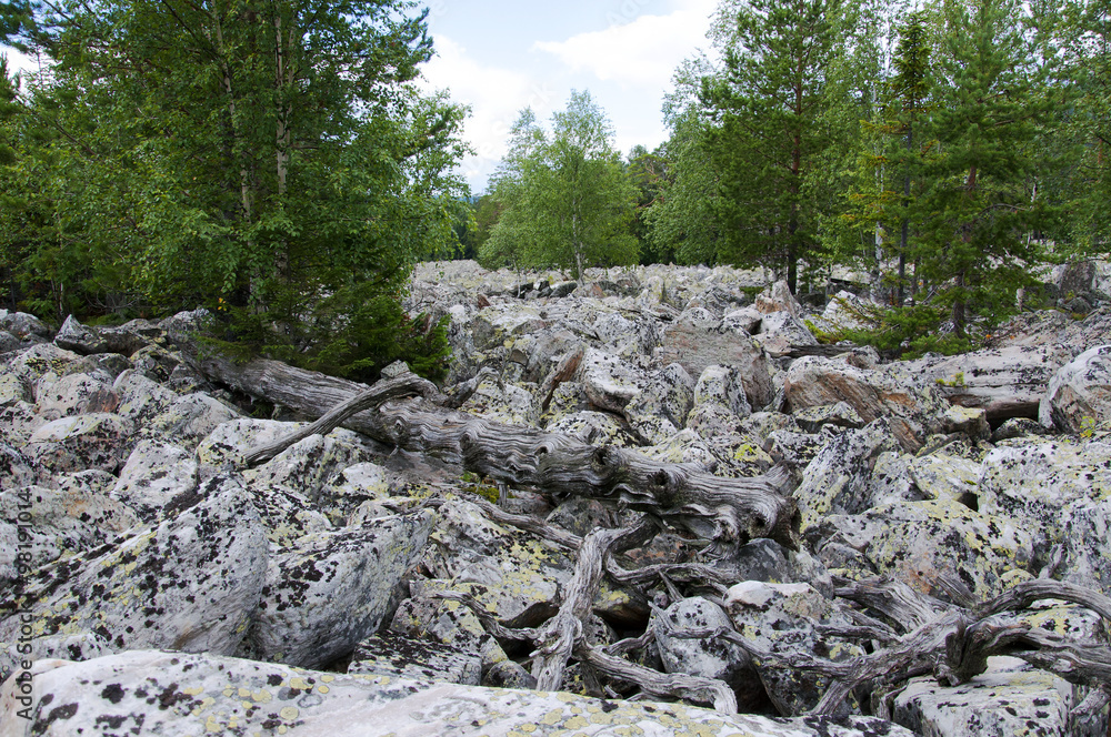 Big stone river. Taganay. Southern Urals