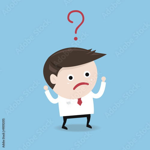 Businessman with Question mark, flat design