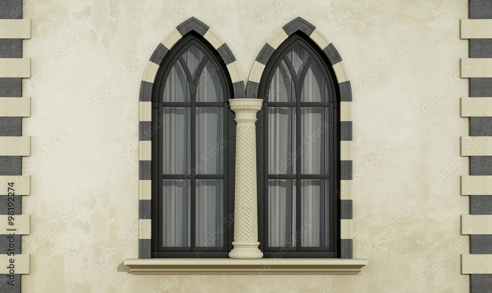 Gothic facade with windows