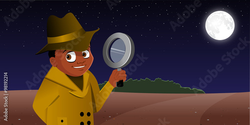cartoon vector illustration of a detective kid