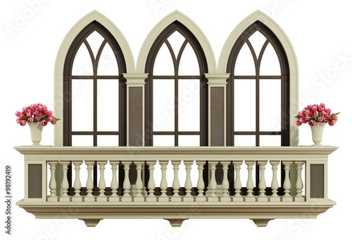 Foto Classic balcony with triple lancet window