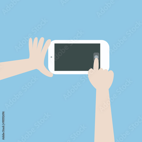 selfie on mobile camera, flat design, vector EPS10.