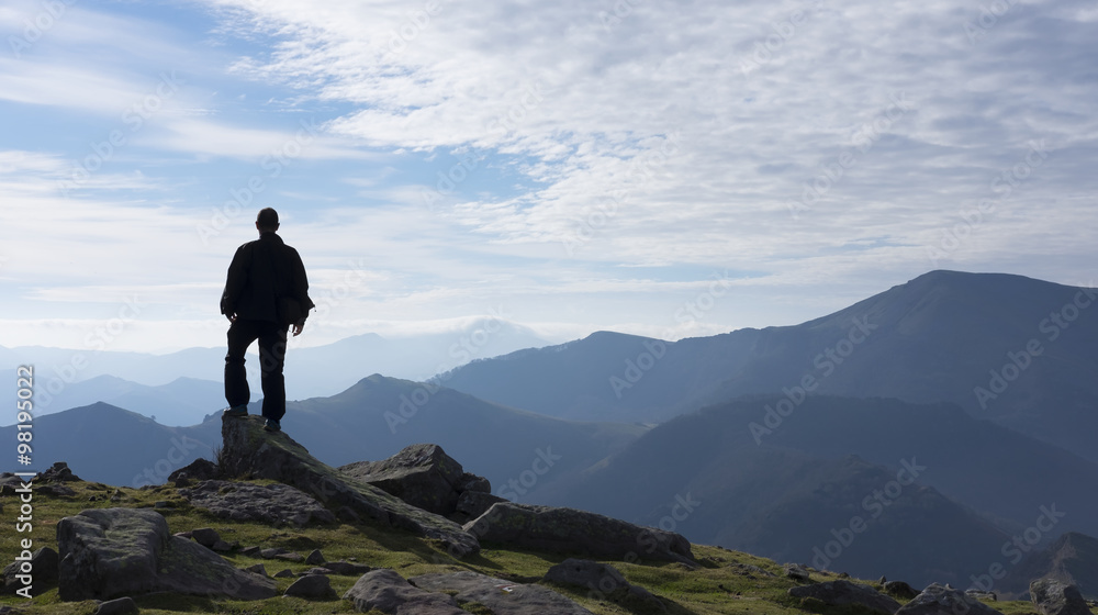 Man practicing sport in the mountain, France Man practicing sport in the mountain, France