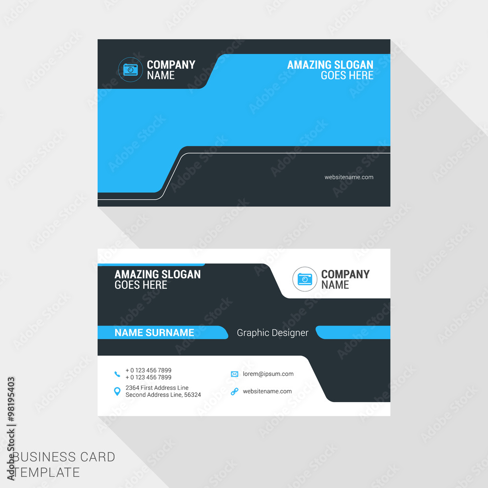 Creative Business Card Print Template. Flat Design Vector Illustration. Stationery Design Creative Business Card Print Template. Flat Design Vector Illustration. Stationery Design