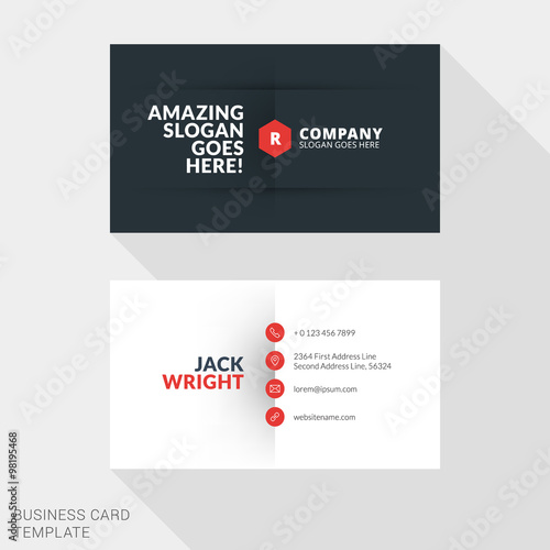 Creative Business Card Print Template. Flat Design Vector Illustration. Stationery Design