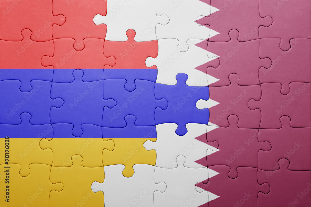 puzzle with the national flag of armenia and qatar