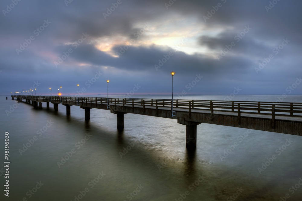 Pier in Ahlbeck. Ahlbeck at Baltic Sea on Usedom Island,Mecklenburg- Vorpommern,Germany.