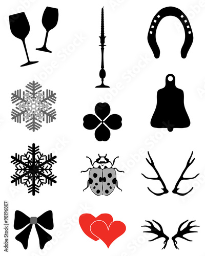New Year and Christmas icons collection, vector