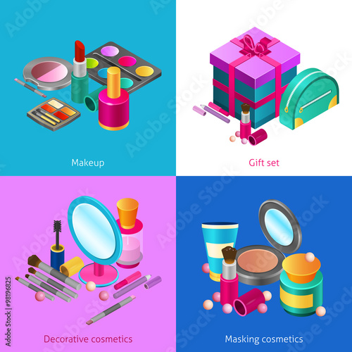 Cosmetics isometric set