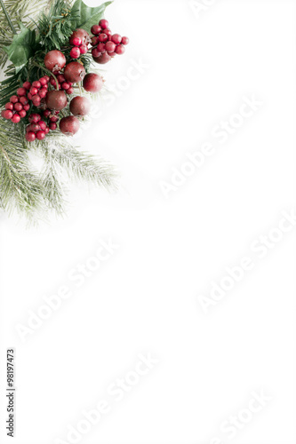 Christmas background. Christmas corner border decorative of holly