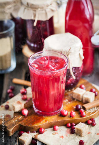 Glass of homemade cranberry juice