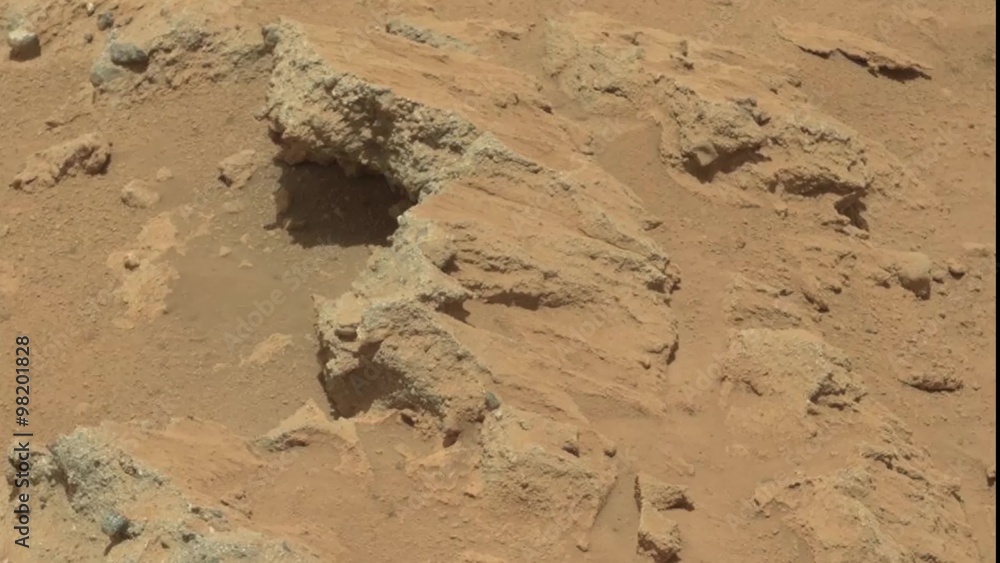 The Hottah rock outcrop, remnant of ancient streambed in Gale crater on the planet Mars. Footage interpolated from 2800x2800px original stereo image pair. Elements of this imagery furnished by NASA The Hottah rock outcrop, remnant of ancient streambed in Gale crater on the planet Mars. Footage interpolated from 2800x2800px original stereo image pair. Elements of this imagery furnished by NASA