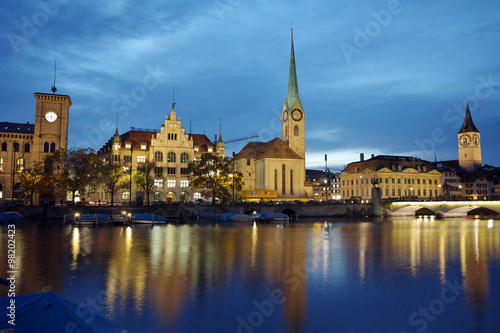 Amazing Night photo of Zurich and Limmat River  Switzerland