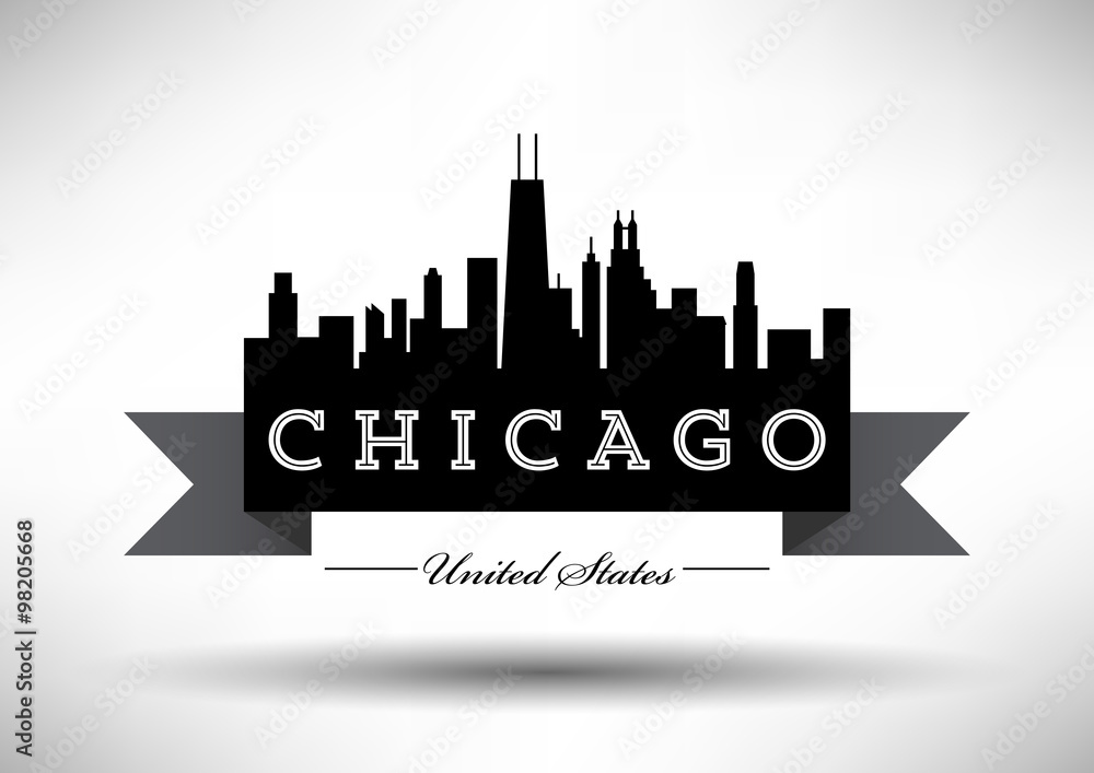 Vector Chicago Skyline Design with Typography Vector Chicago Skyline Design with Typography
