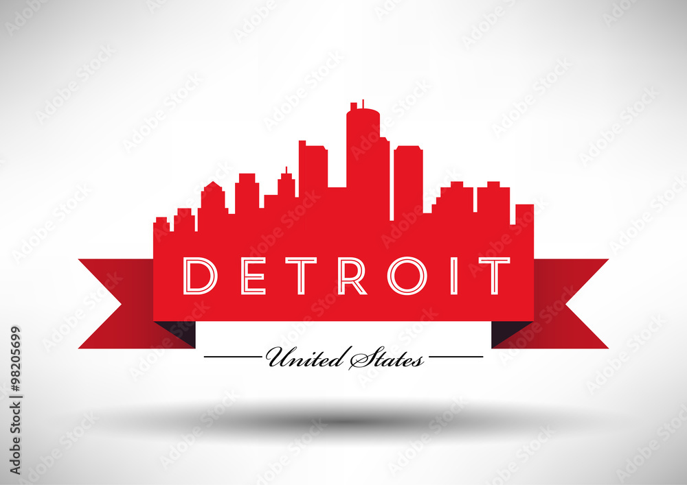 Vector Detroit Skyline Design with Typography Vector Detroit Skyline Design with Typography