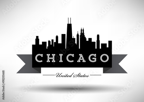 Vector Chicago Skyline Design with Typography