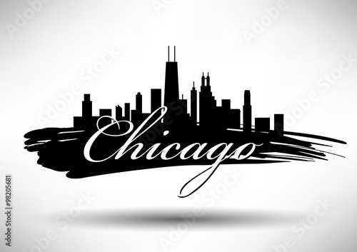 Vector Chicago Skyline Design with Typography