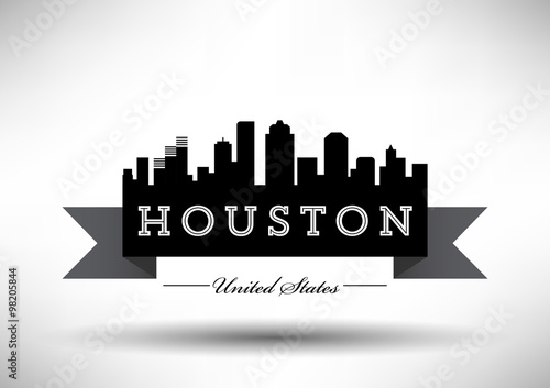 Vector Houston Skyline Design with Typography