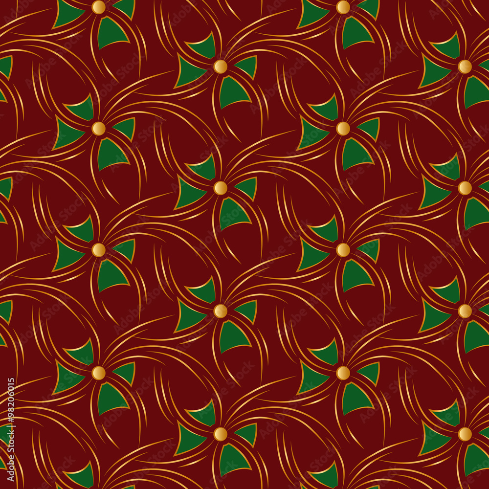 Red christmas seamless background with gold flare Red christmas seamless background with gold flare