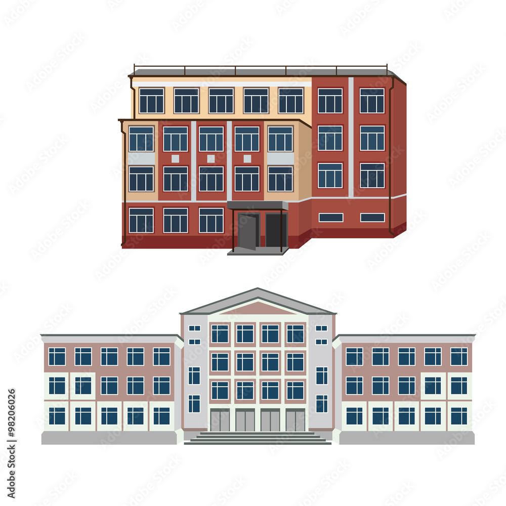 Set with two vector illustration of buildings