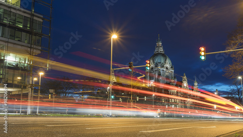 Evening view of Hannover, the capital of the federal state of Lower Saxony in Germany.
