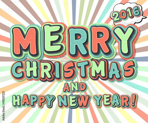 Poster with lettering greetings merry Christmas  happy new year