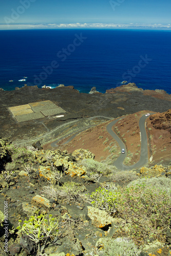 Abandoned plantation in a volcanic landscape of El Hierro, Canary Islands photo