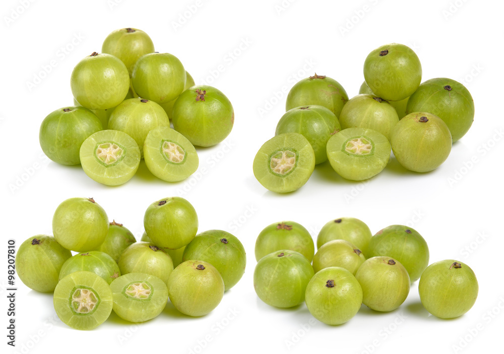Indian gooseberries on white background Indian gooseberries on white background