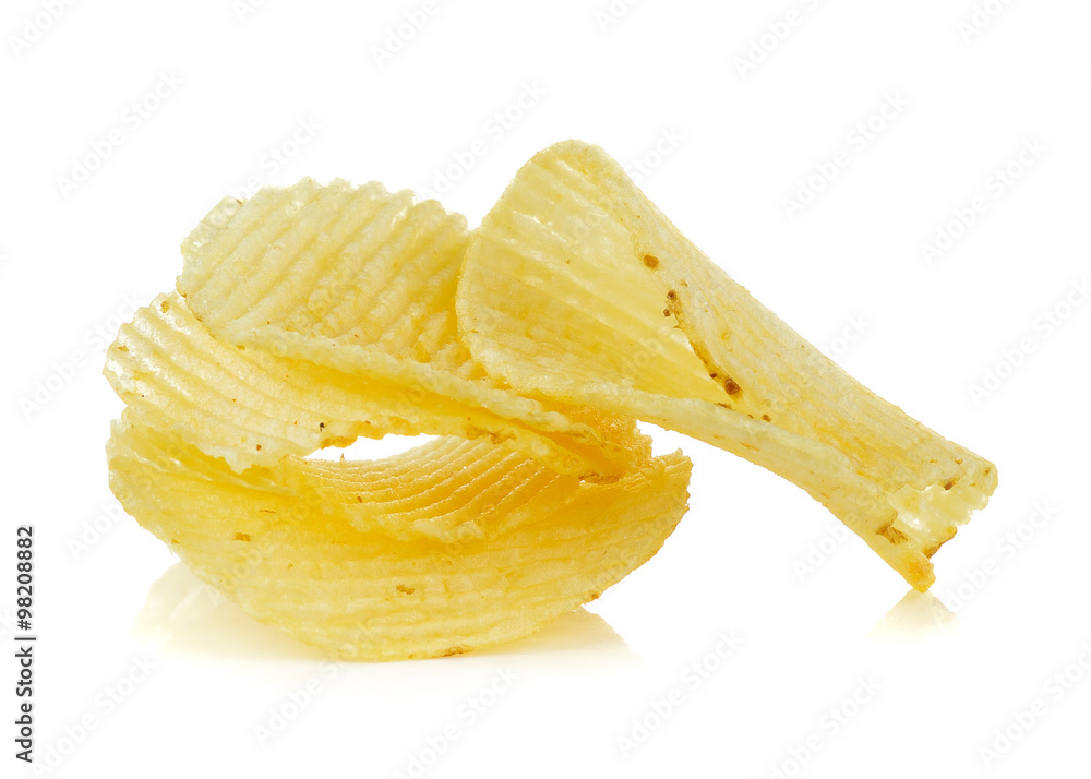 potato chips on white background potato chips on white background