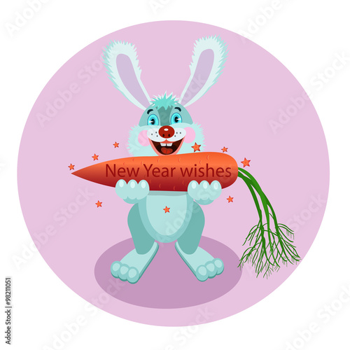 New Year wishes/  Wish come true in the new year, rabbit carrot wanted and got a huge carrot!