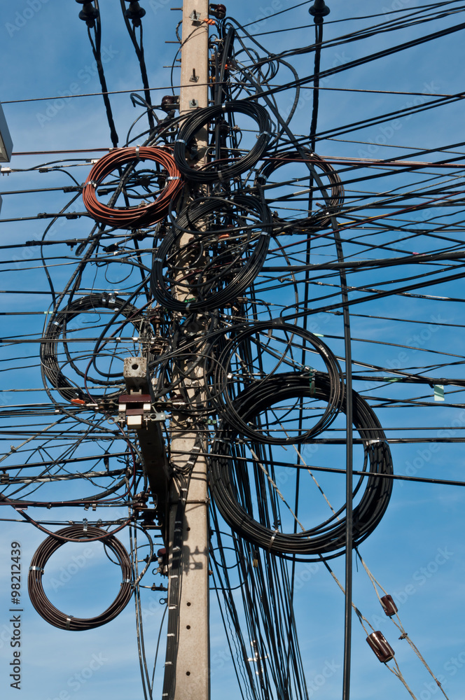 Electricity wire on pole. Electricity wire on pole.