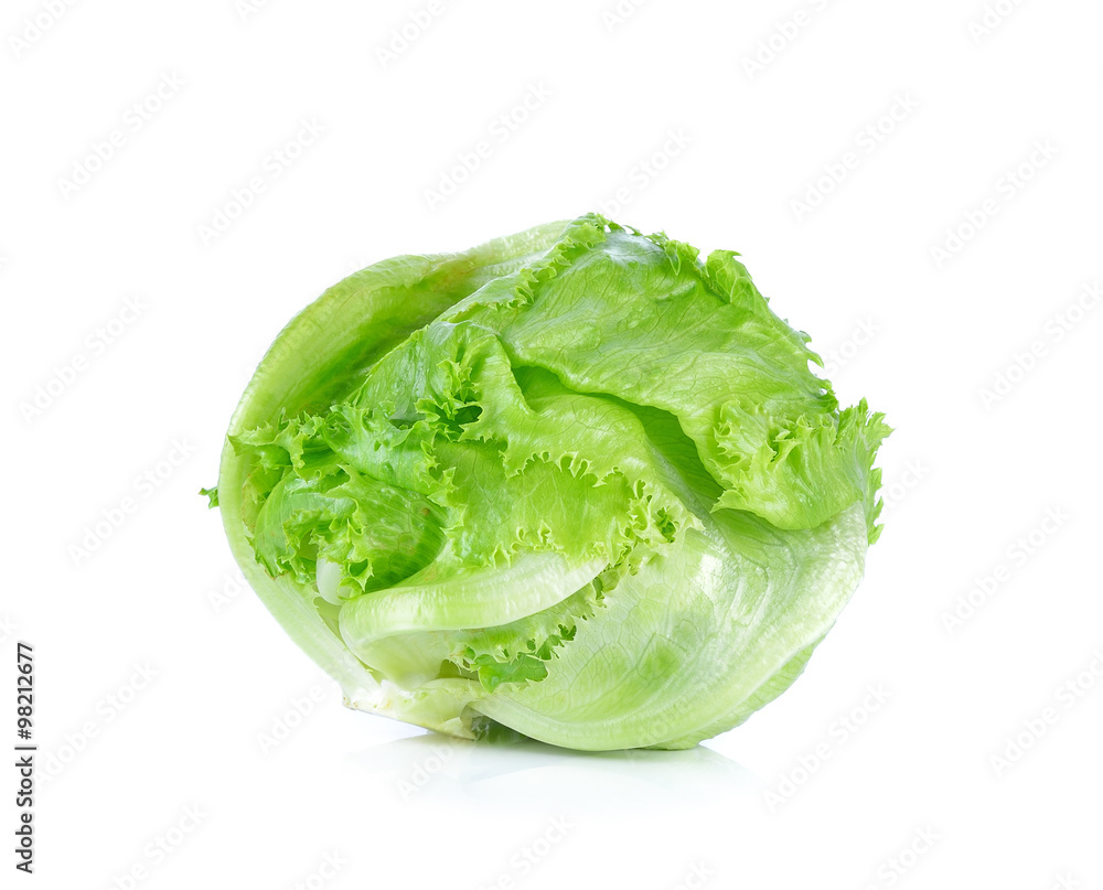 Green Iceberg lettuce on White Background - obrazy, fototapety, plakaty 