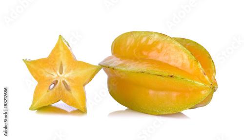 Bilde på lerret Two carambolas - starfruits isolated on white background