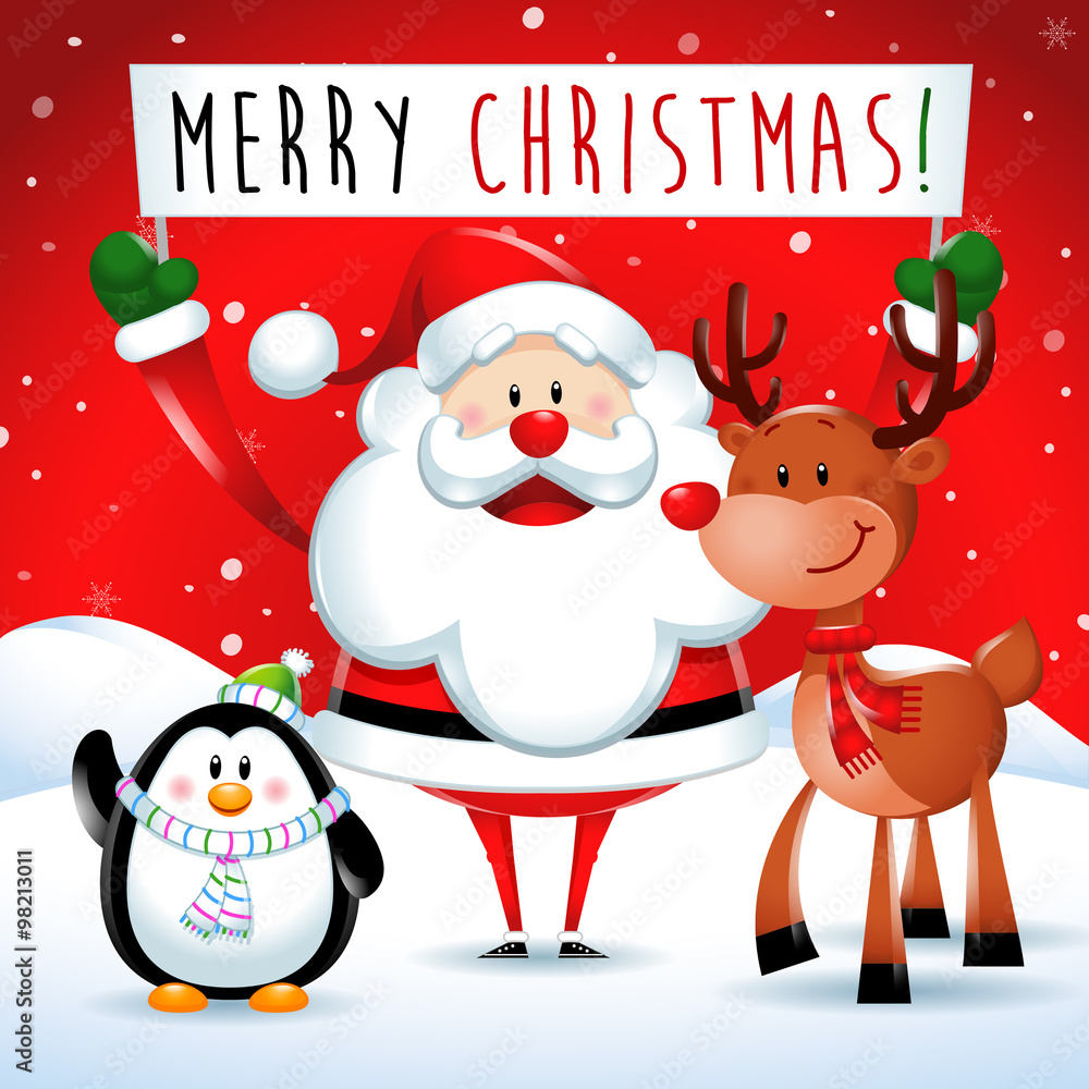Merry Christmas Santa Claus Cartoon Running Vector Image