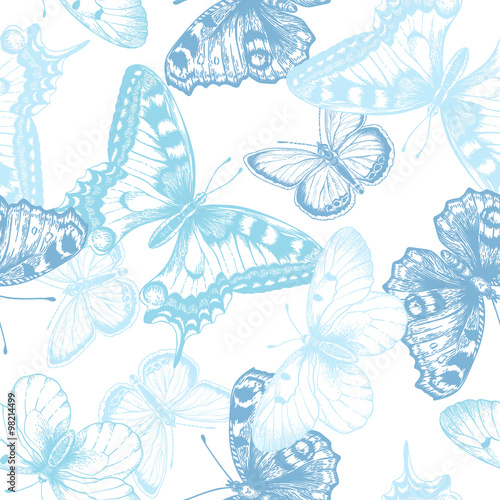 Seamless pattern with butterflies.