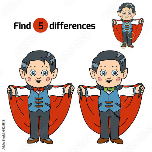 Find differences for children: Halloween characters (vampire)