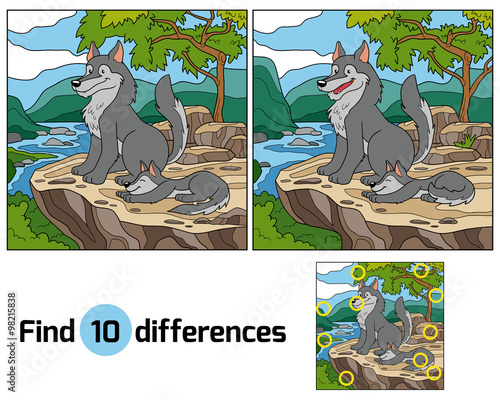Find differences (wolf and background)
