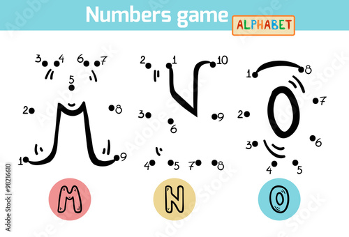 Numbers game (Alphabet): letters M, N, O. Numbers from one to te